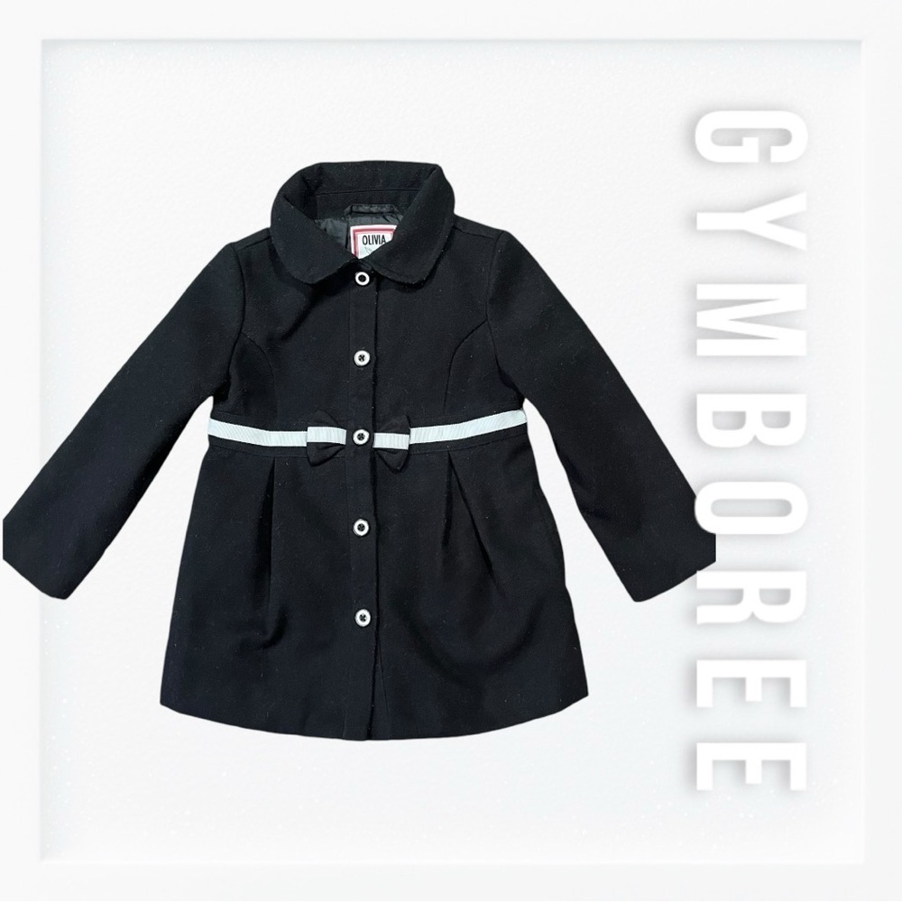 Olivia for Gymboree Black Peacoat with White Bow Accent sz 4
